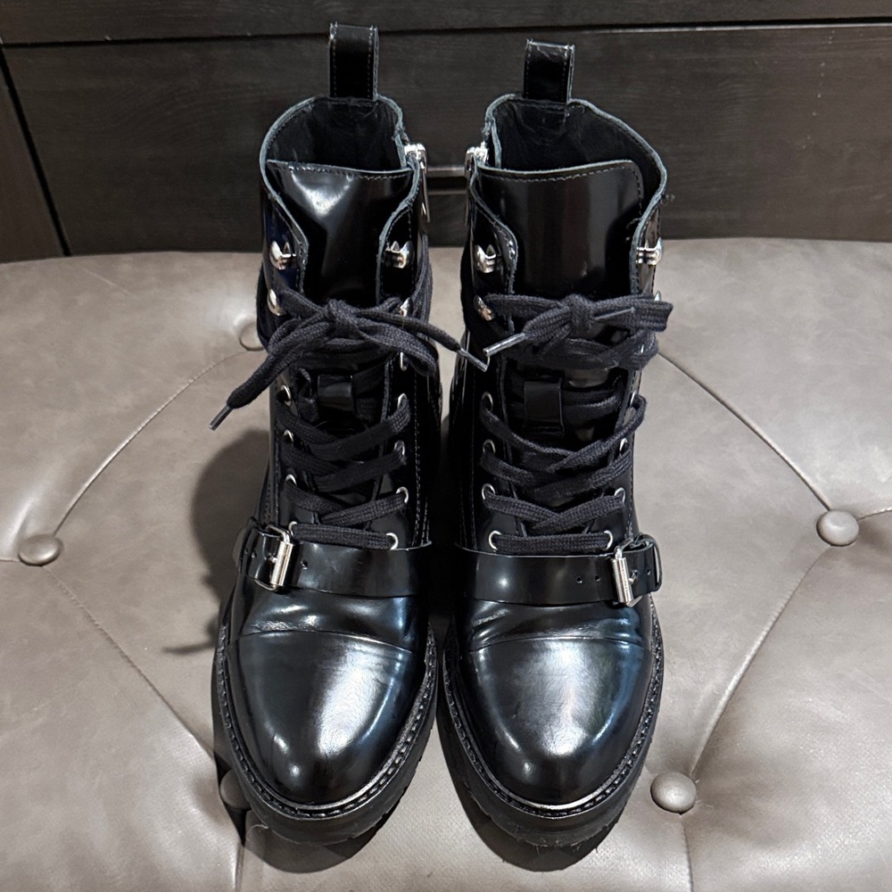 All Saints Donita Leather Black Combat Boots